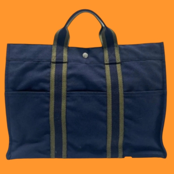 Hermes Fourre Tout MM Navy blue Tote Hand Bag RJC3013 - Picture 2 of 16